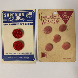 Vintage USA Zone Germany and West Germany Glass Buttons Lot of 2 Cards NOS